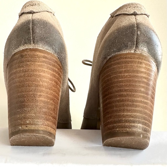 TOM’S LUNATA LACE-UP BLOCK HEEL BOOTIES IN DESERT TAUPE. Sz8 - Picture 9 of 12